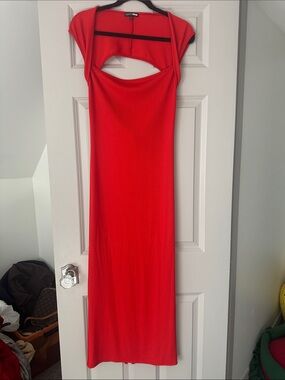 Fashion Nova Vibrant Red Cutout Maxi Dress